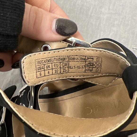 Vionic Carmel Sandal Womens Size 6 Black Suede Ankle Strap Chunky Heels Fs Chrty - Picture 8 of 11